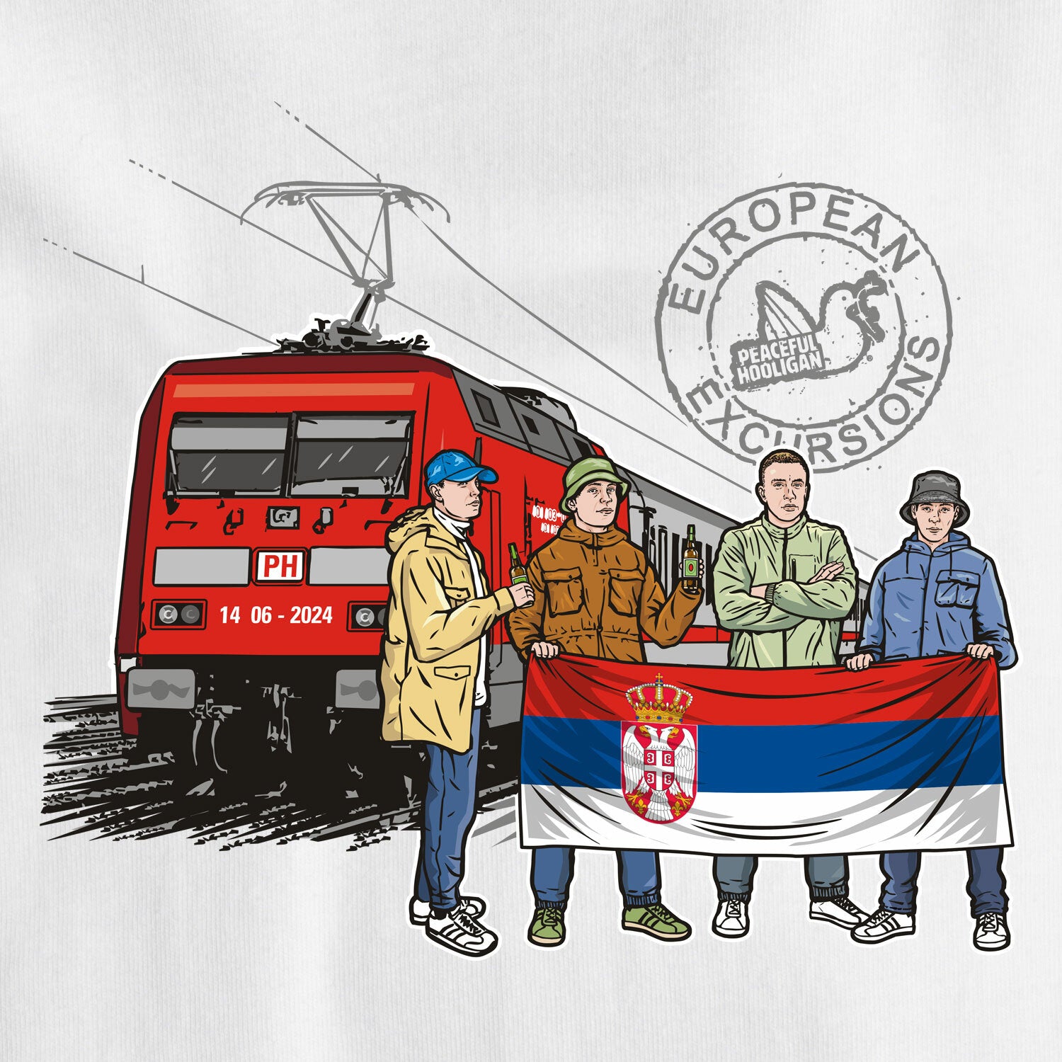 Serbia Excursions T-Shirt White - Peaceful Hooligan