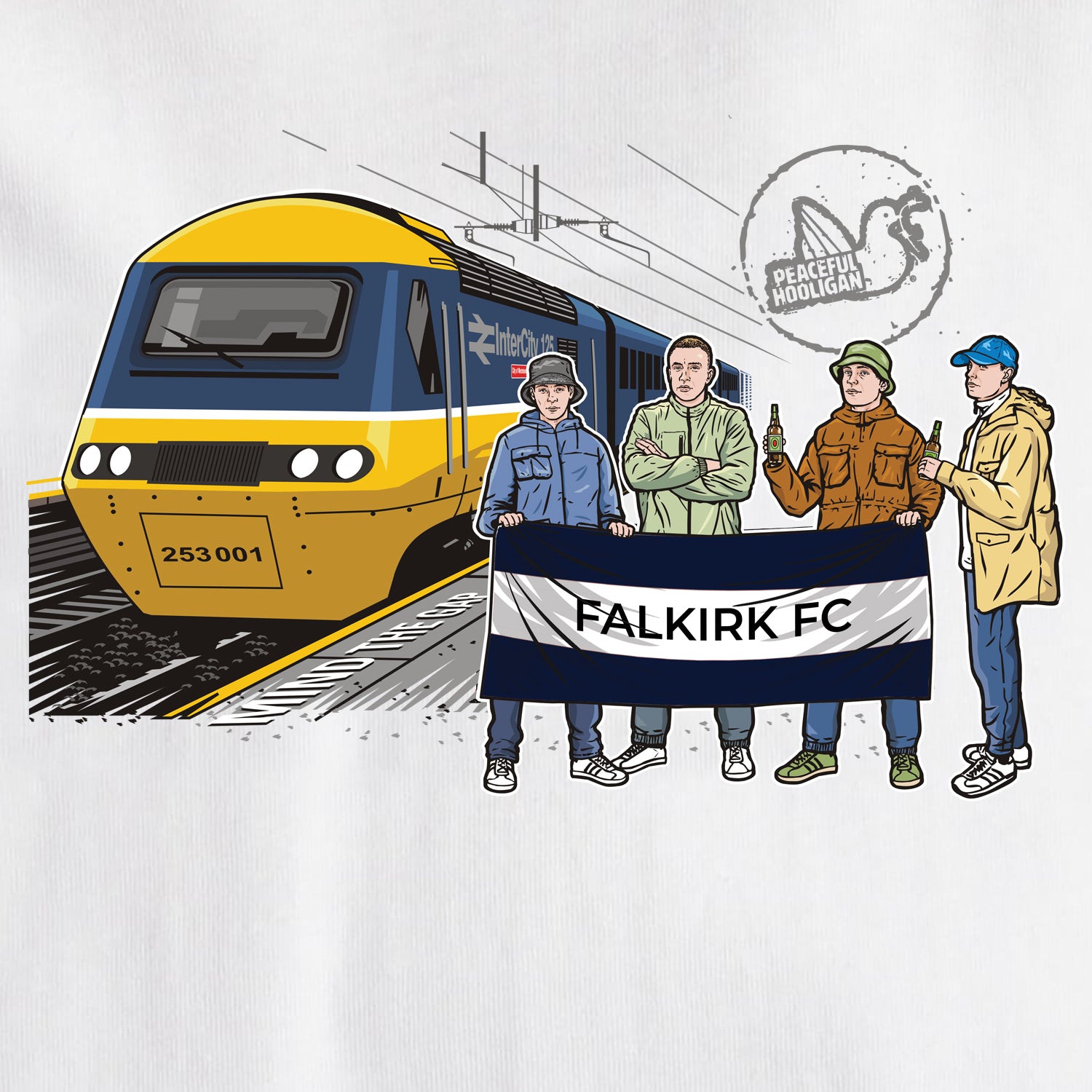 Falkirk Excursions T-Shirt White - Peaceful Hooligan