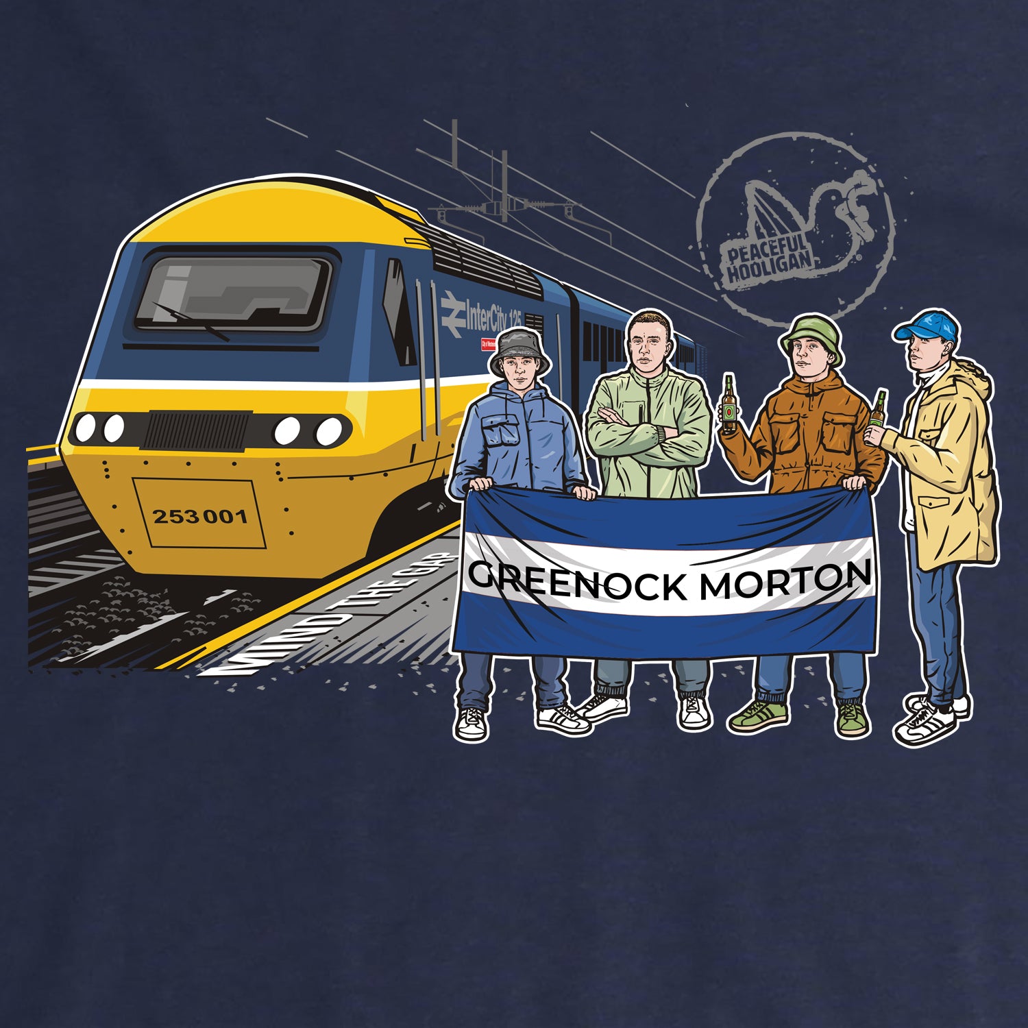 Greenock Morton Excursions Hoodie Navy - Peaceful Hooligan