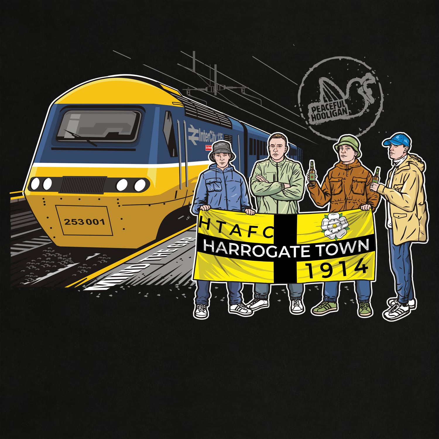 Harrogate Town Excursions Sweatshirt Black - Peaceful Hooligan