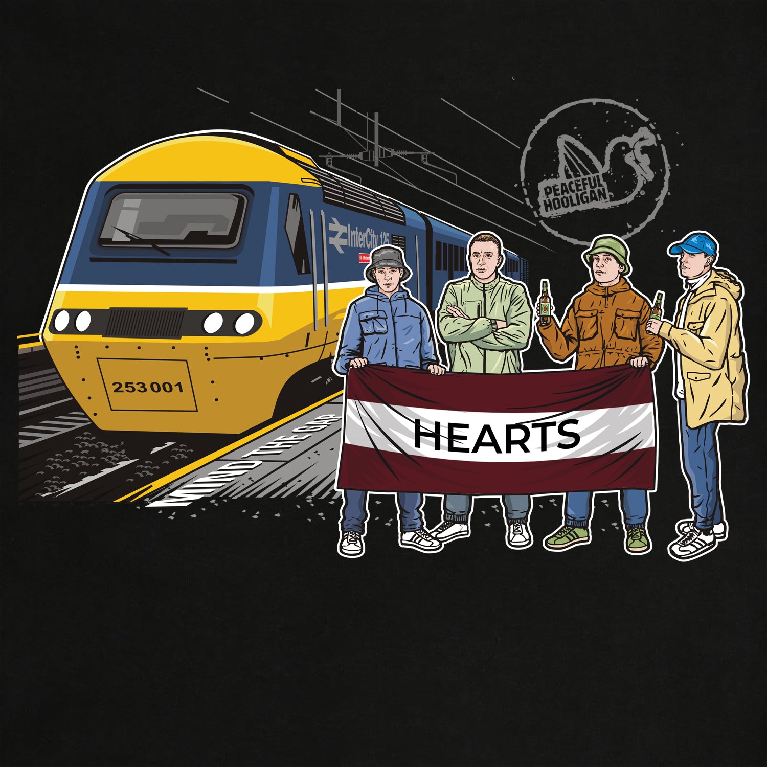 Hearts Excursions T-Shirt Black - Peaceful Hooligan