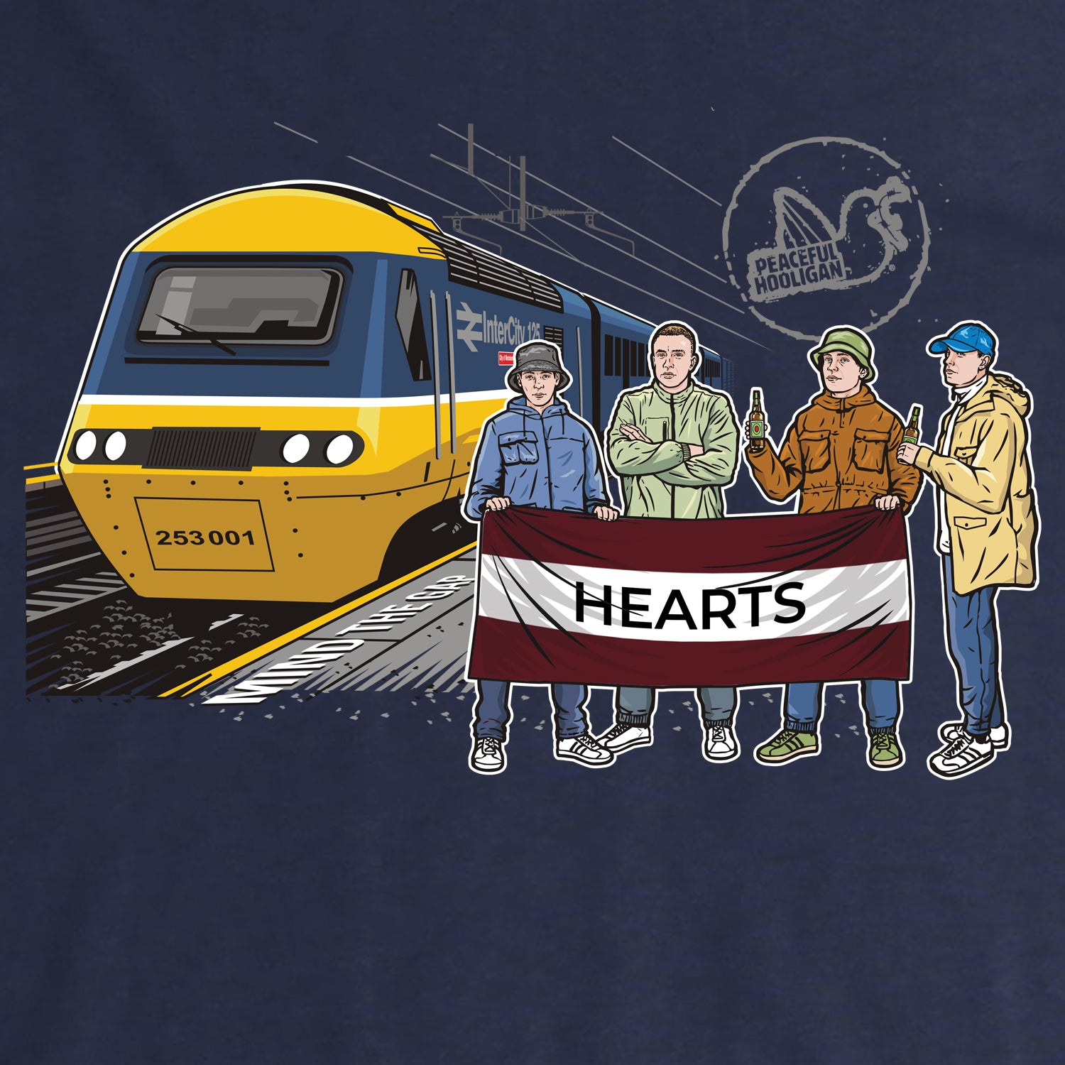 Hearts Excursions T-Shirt Navy - Peaceful Hooligan