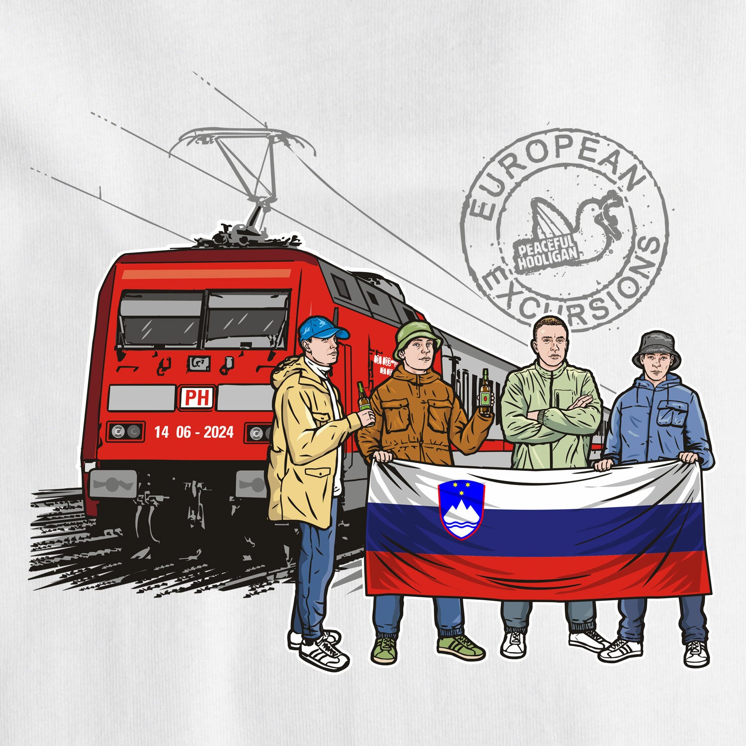 Slovenia Excursions T-Shirt White - Peaceful Hooligan