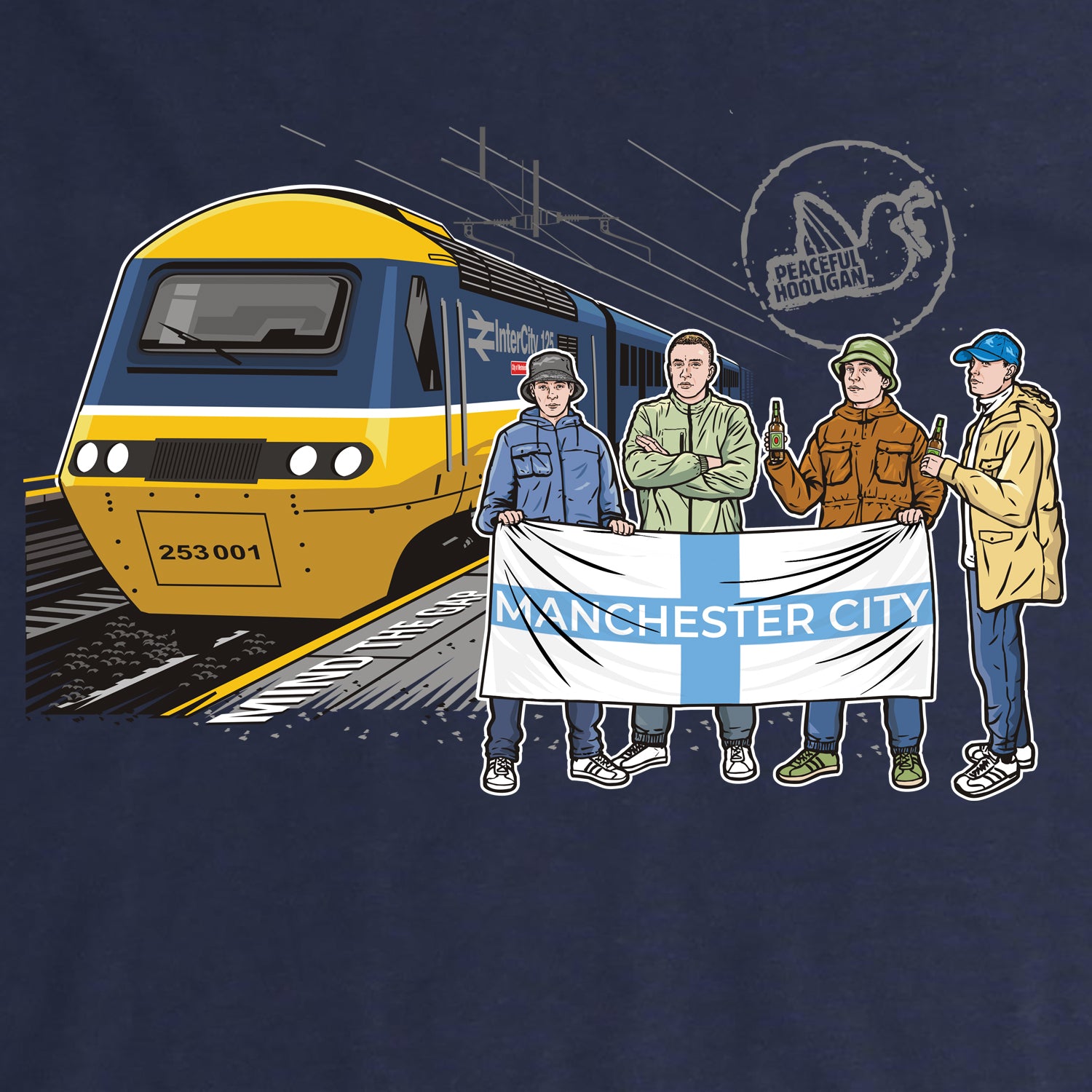 Manchester City Excursions T-Shirt Navy - Peaceful Hooligan
