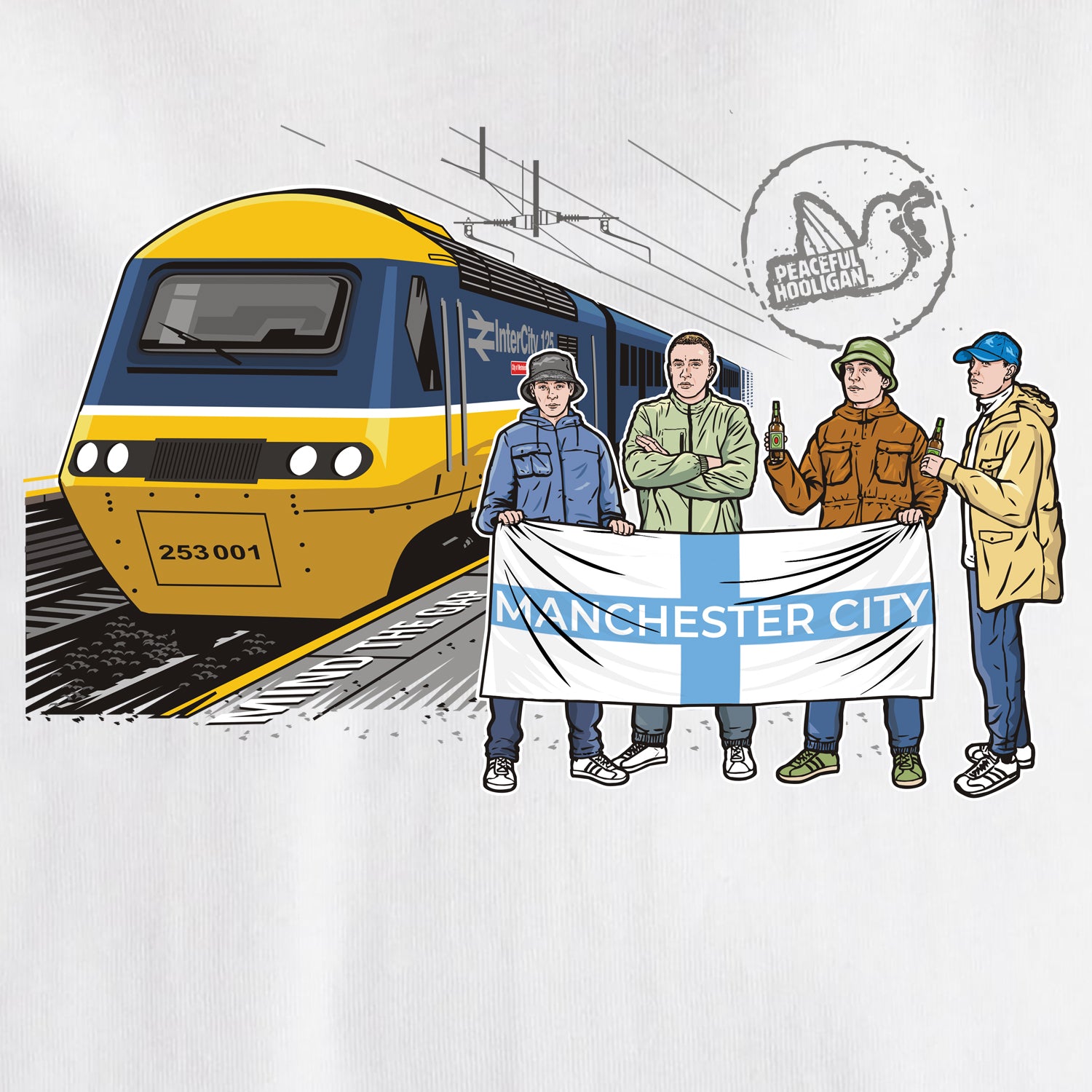 Manchester City Excursions T-Shirt White - Peaceful Hooligan