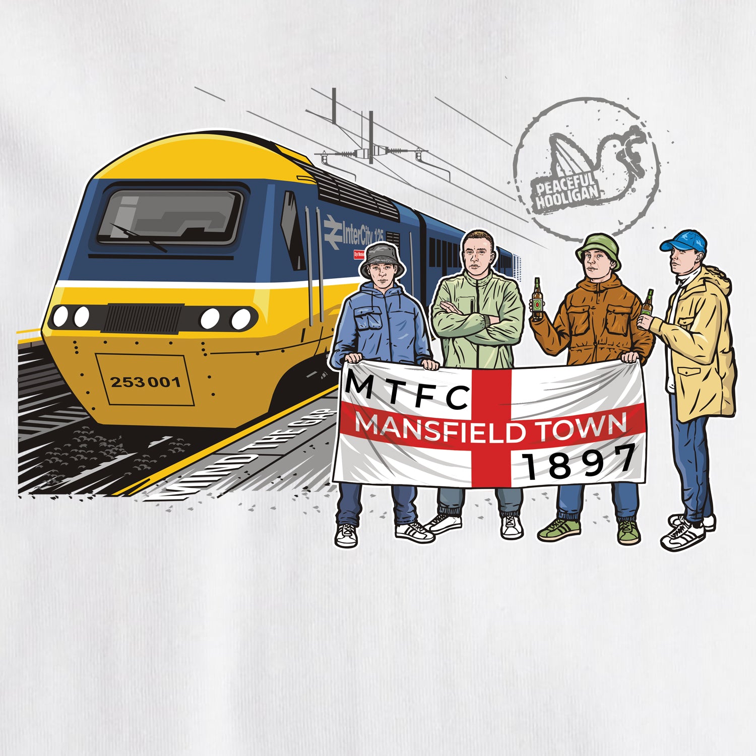 Mansfield Town Excursions T-Shirt White - Peaceful Hooligan