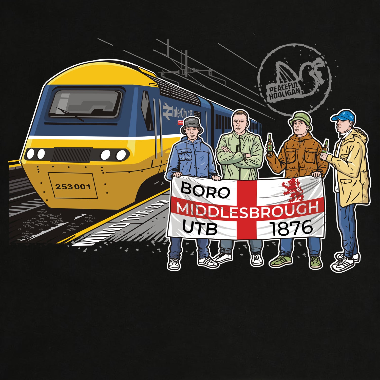 Middlesbrough Excursions Hoodie Black - Peaceful Hooligan