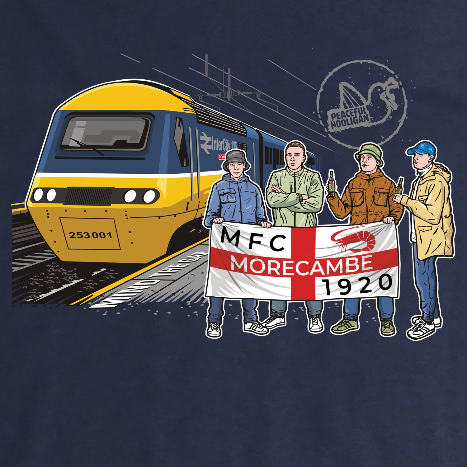 Morecambe Excursions T-Shirt Navy - Peaceful Hooligan