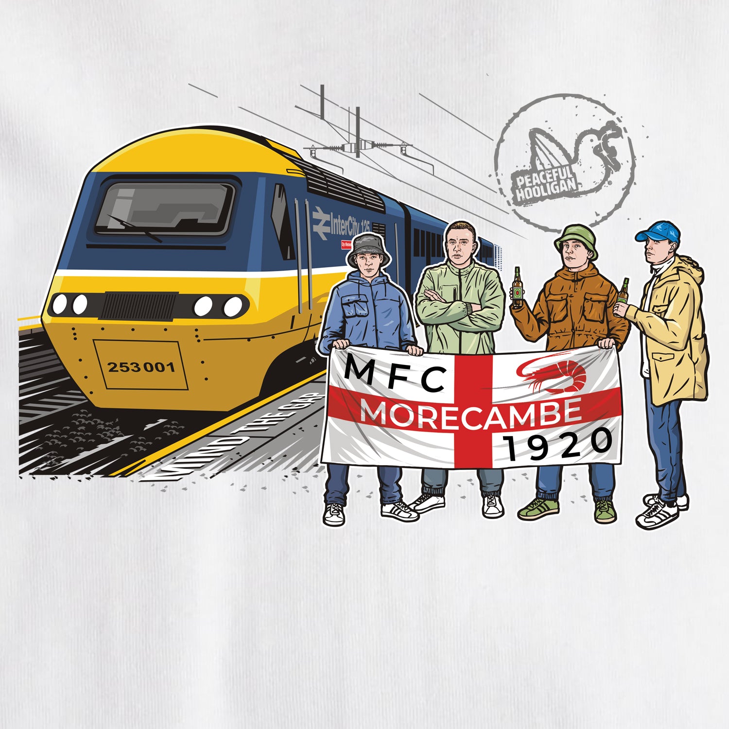 Morecambe Excursions T-Shirt White - Peaceful Hooligan