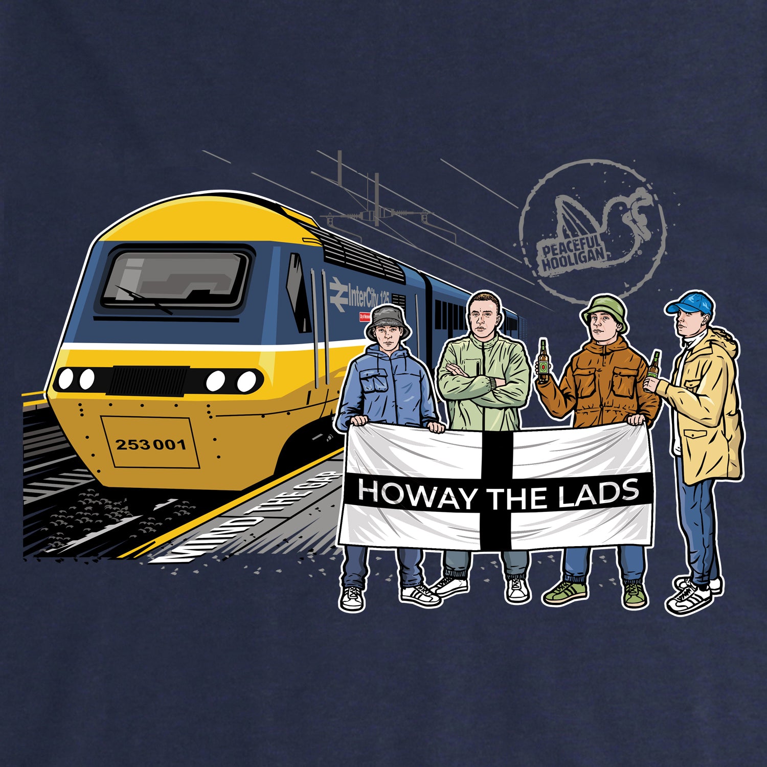 Howay The Lads Excursions T-Shirt Navy - Peaceful Hooligan