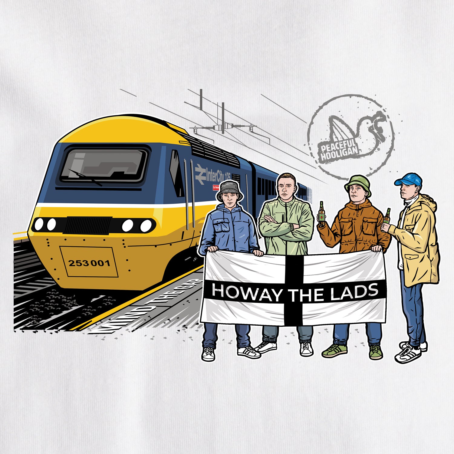 Howay The Lads Excursions T-Shirt White - Peaceful Hooligan