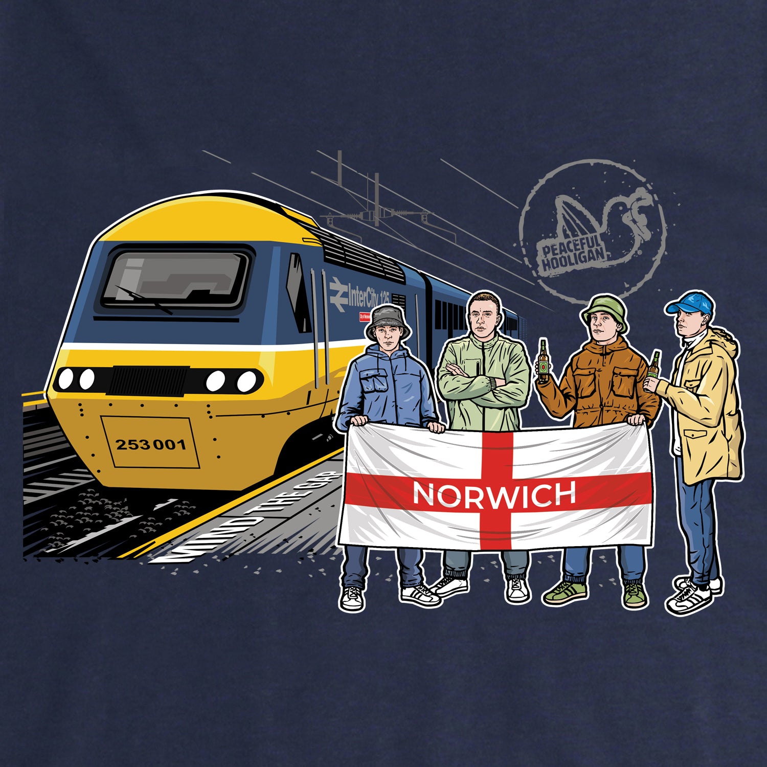 Norwich Excursions Hoodie Navy - Peaceful Hooligan