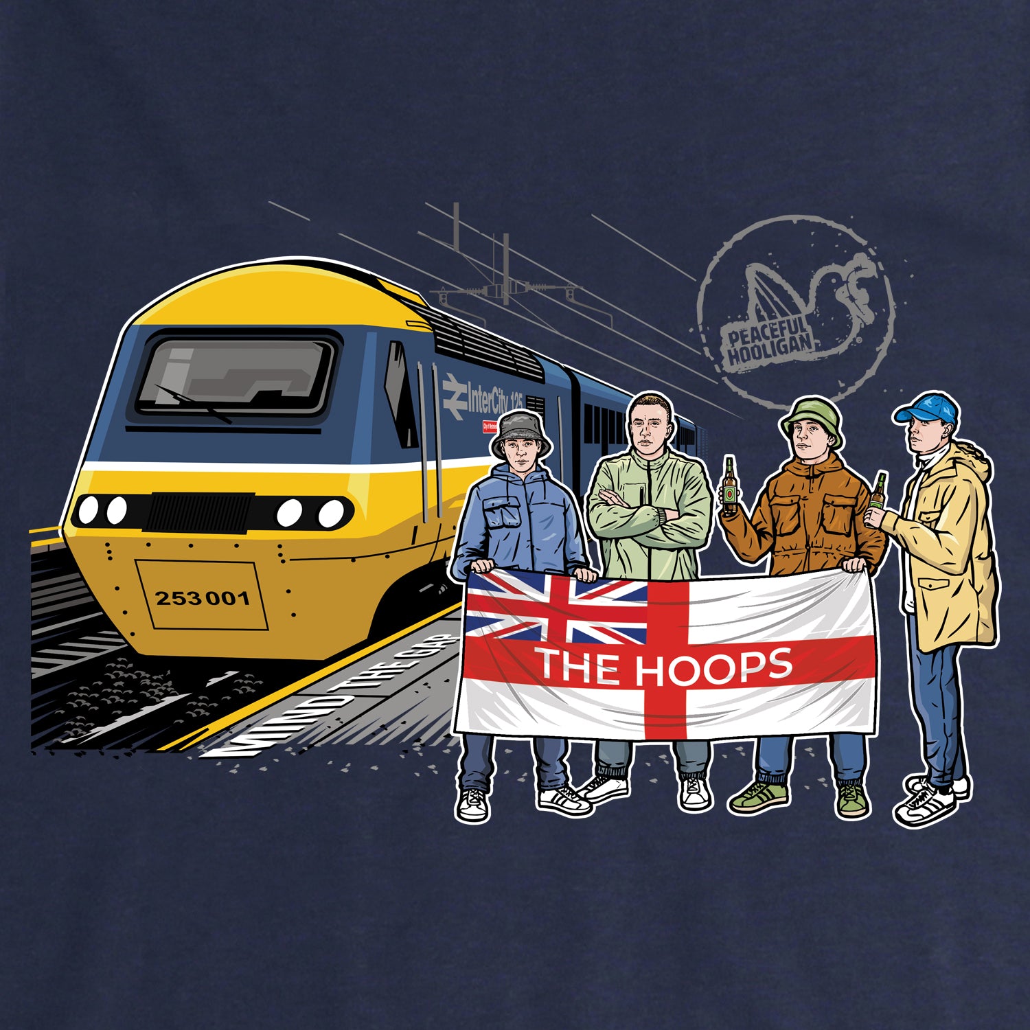 The Hoops Excursions T-Shirt Navy - Peaceful Hooligan