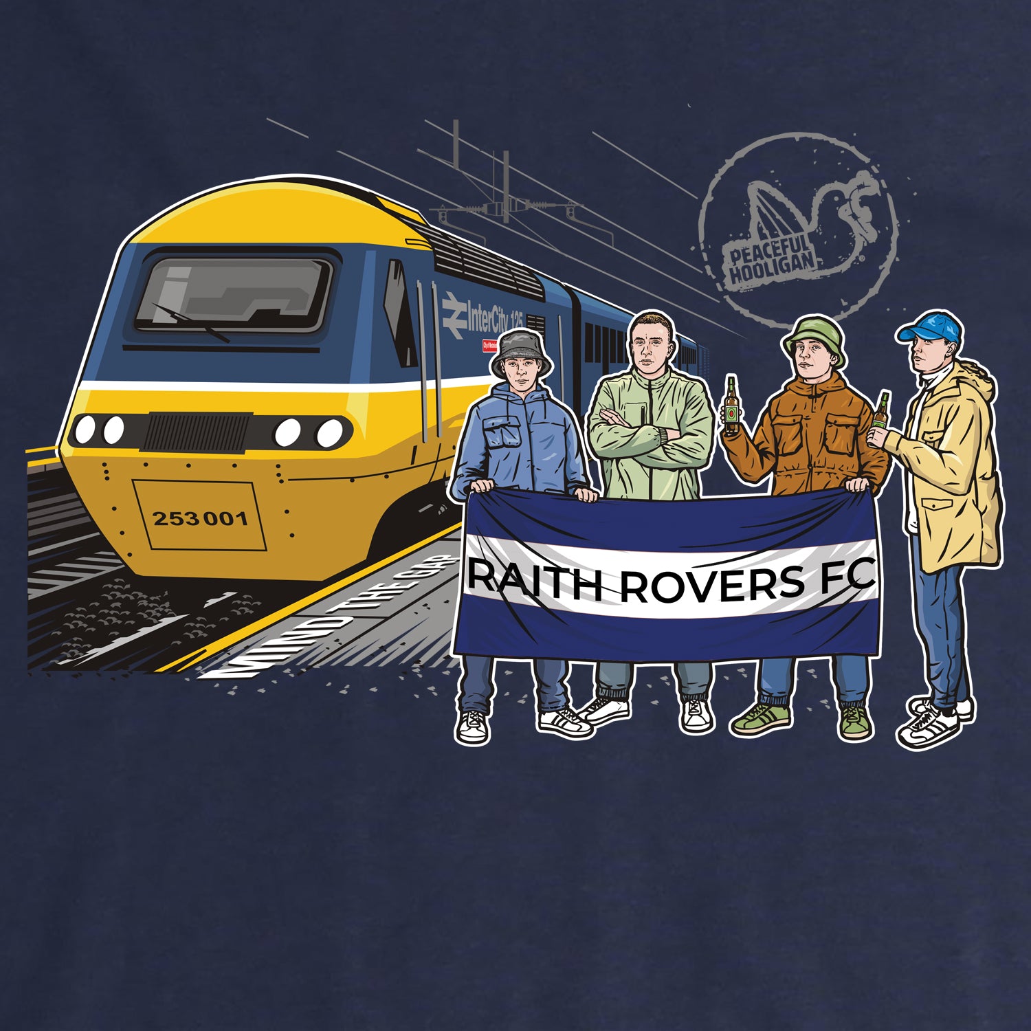 Raith Rovers Excursions Hoodie Navy - Peaceful Hooligan