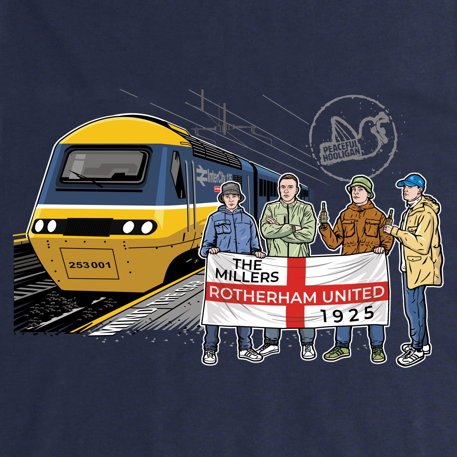 Rotherham United Excursions Hoodie Navy - Peaceful Hooligan