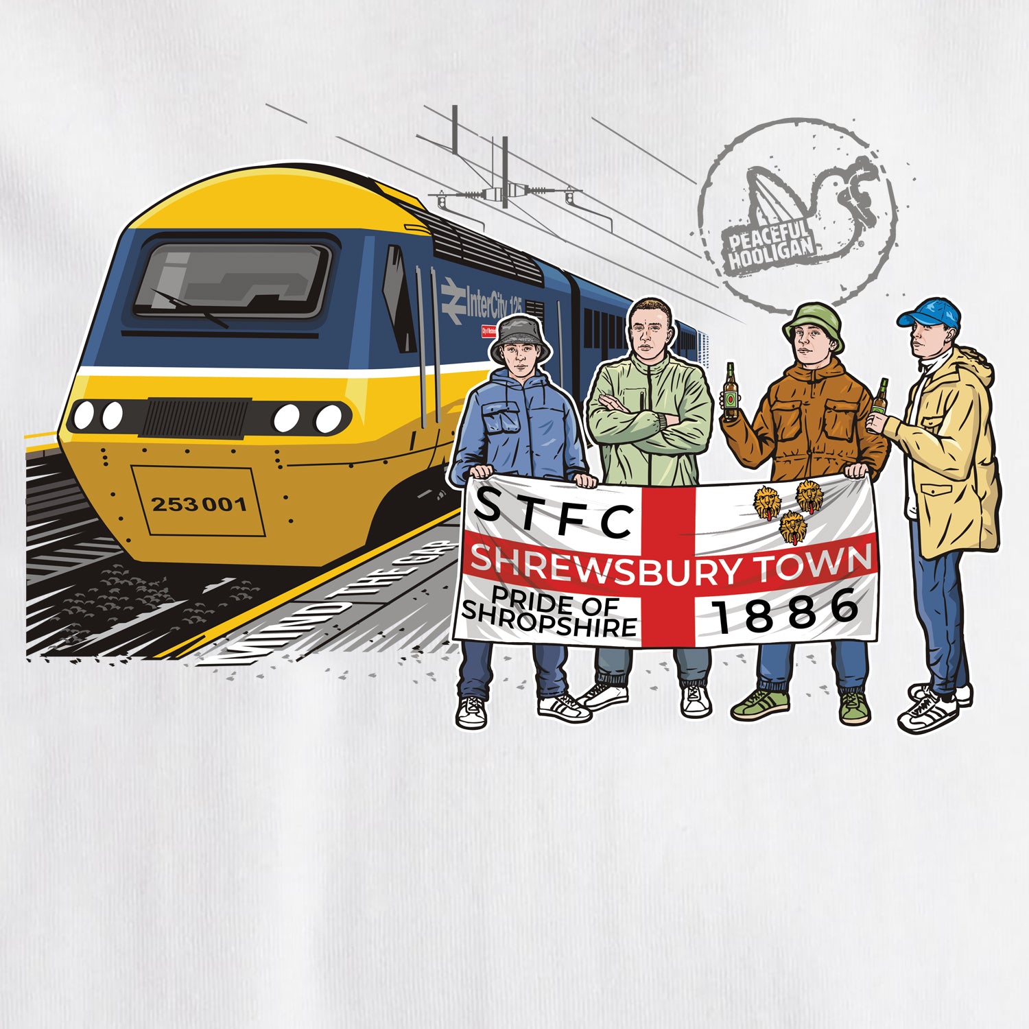 Shrewsbury Town Excursions T-Shirt White - Peaceful Hooligan