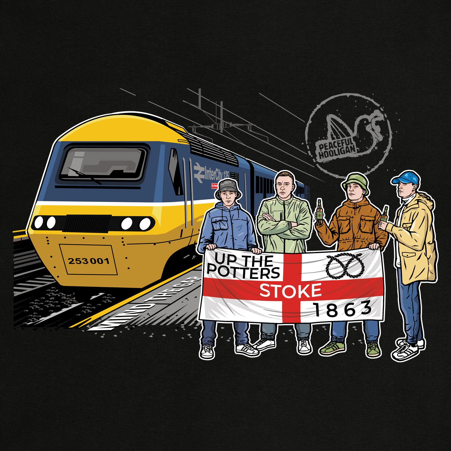 Stoke Excursions T-Shirt Black - Peaceful Hooligan