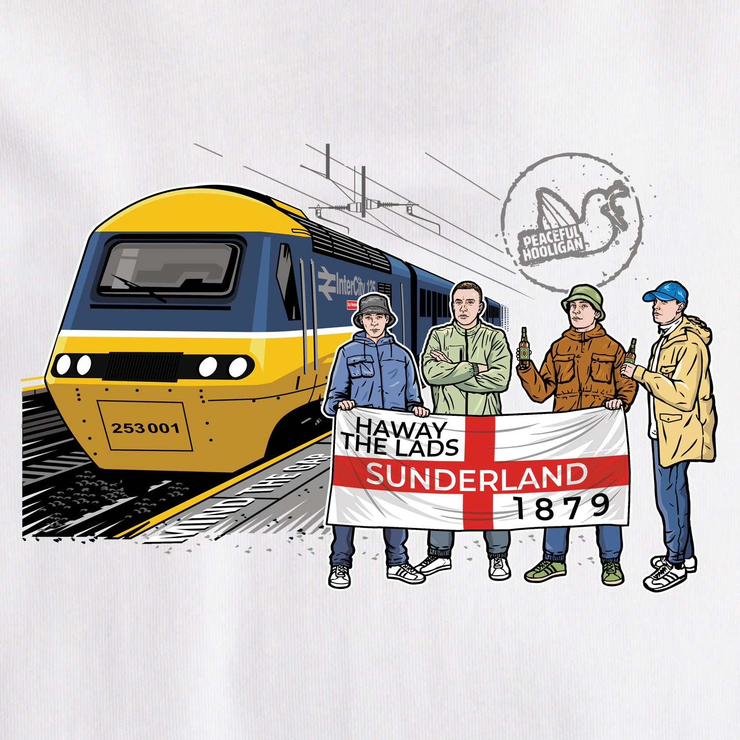 Sunderland Excursions T-Shirt White - Peaceful Hooligan