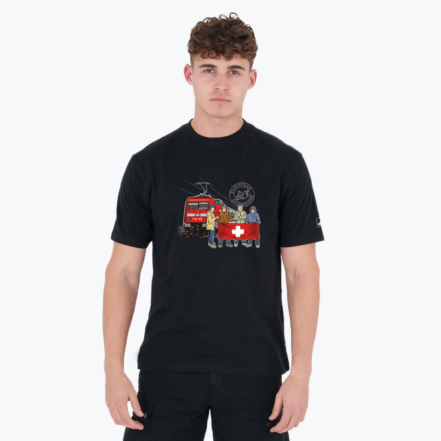 Switzerland Excursions T-Shirt Black - Peaceful Hooligan