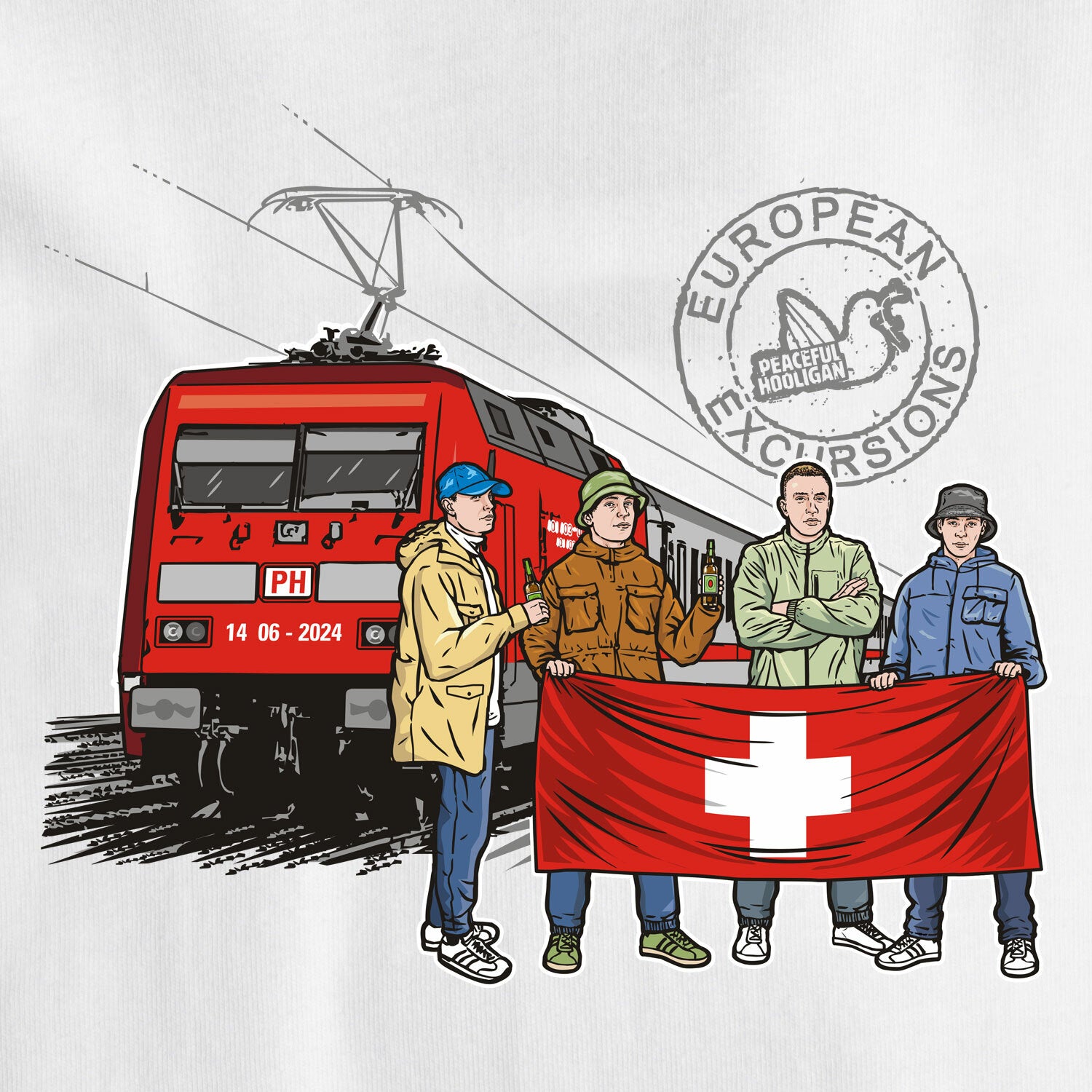 Switzerland Excursions T-Shirt White - Peaceful Hooligan