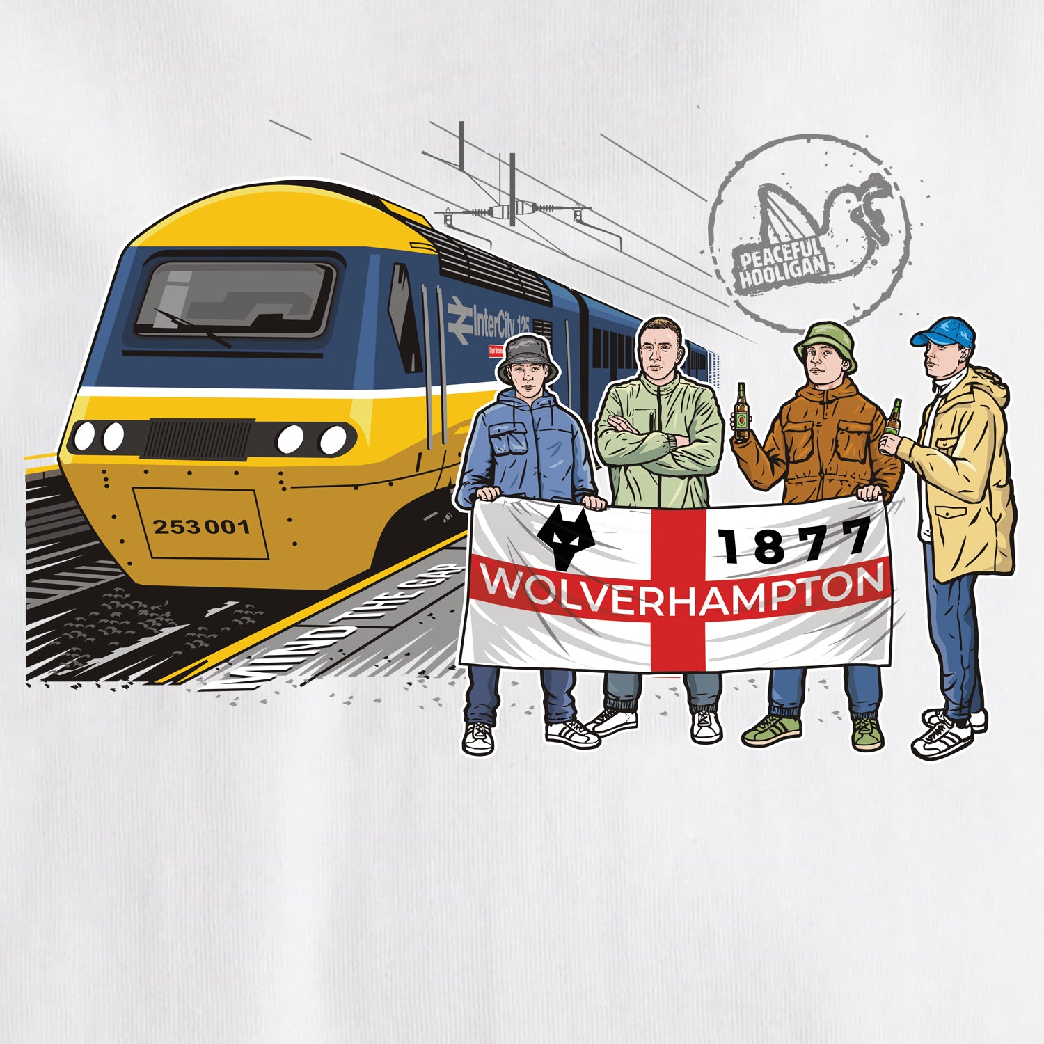 Wolverhampton Excursions T-Shirt White - Peaceful Hooligan
