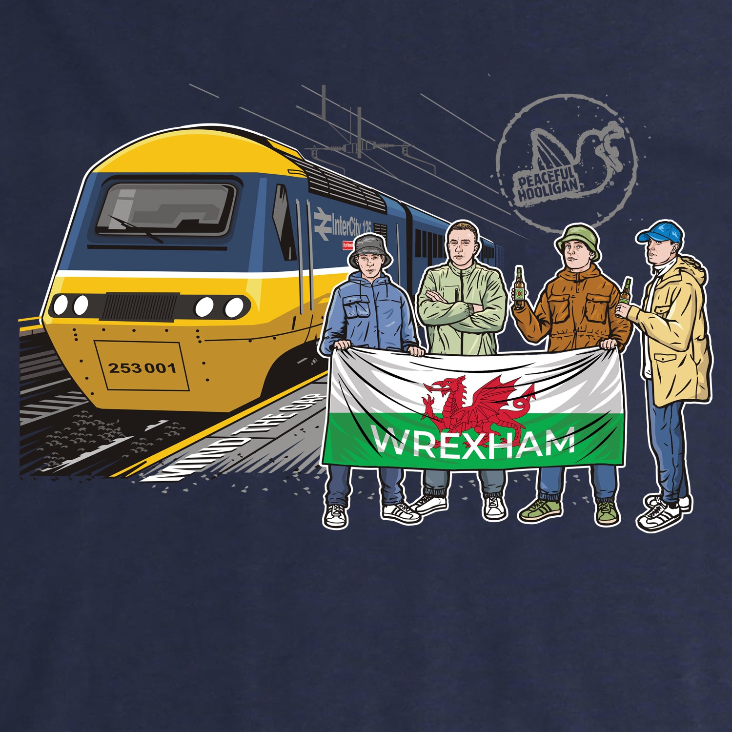 Wrexham Excursions Hoodie Navy - Peaceful Hooligan