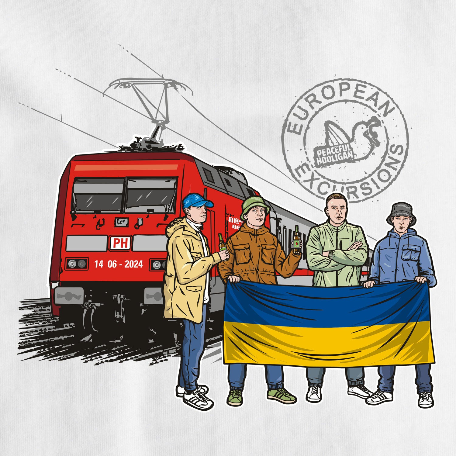 Ukraine Excursions T-Shirt White - Peaceful Hooligan