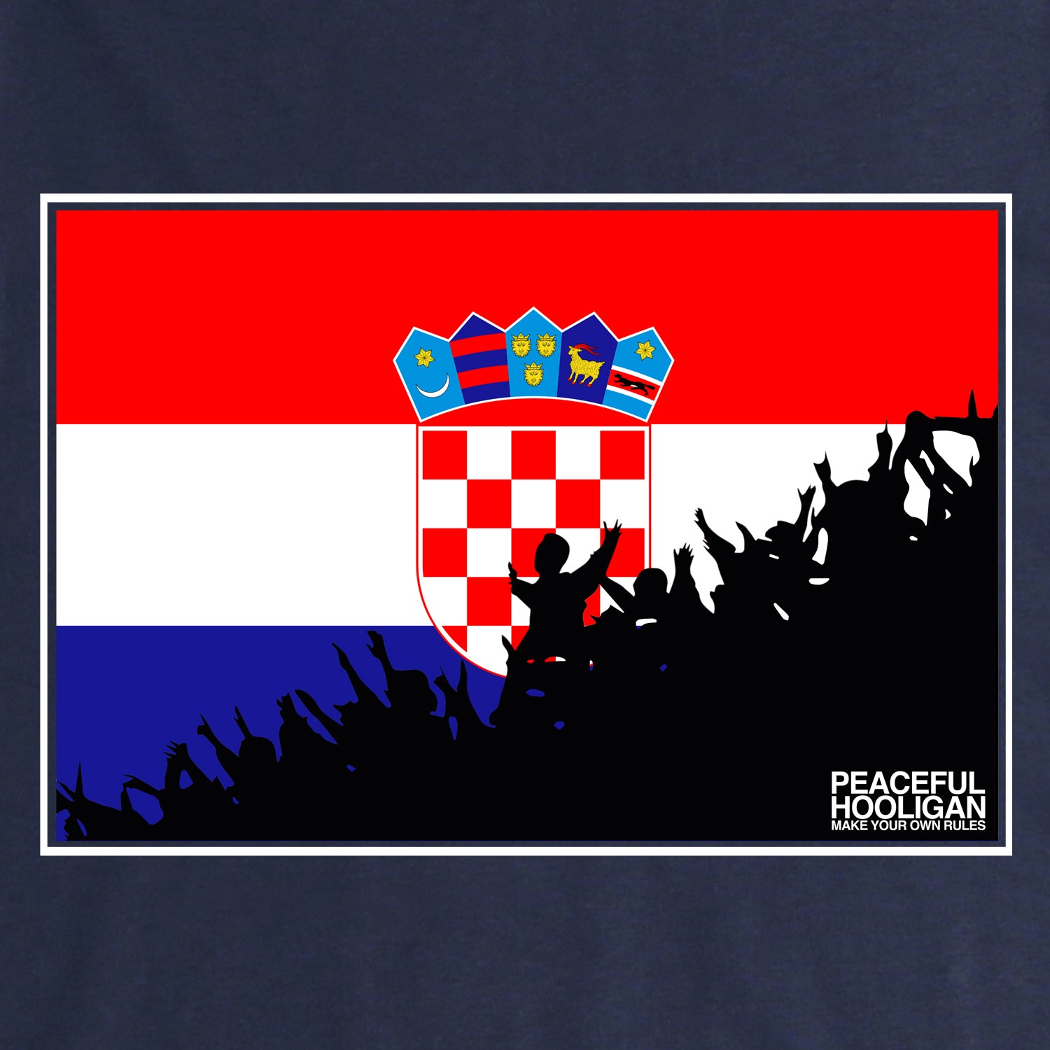 Croatia Fanatics T-Shirt Navy - Peaceful Hooligan