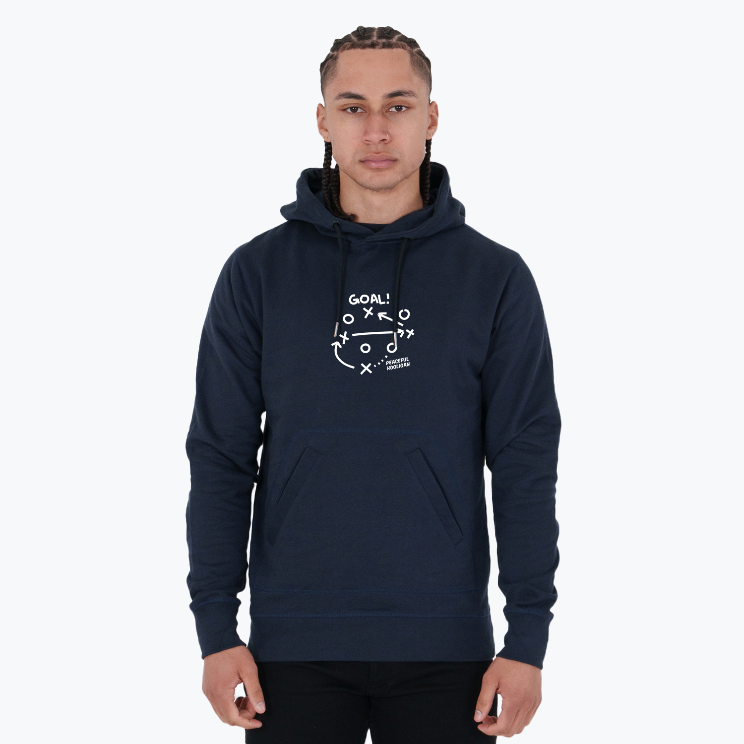 Goal Hoodie Navy - Peaceful Hooligan