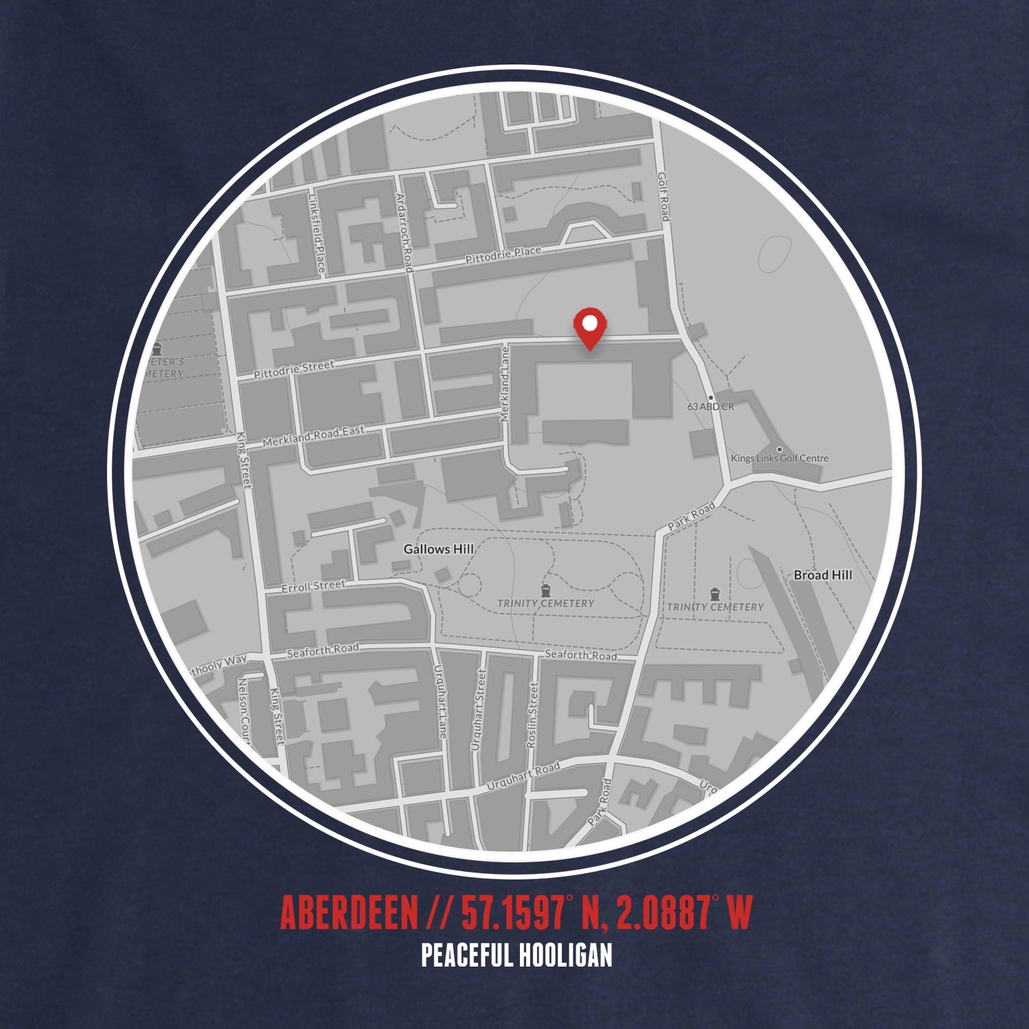 Aberdeen Location T-Shirt Navy - Peaceful Hooligan