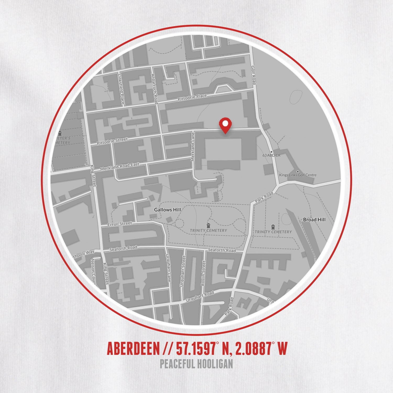 Aberdeen Location T-Shirt White - Peaceful Hooligan