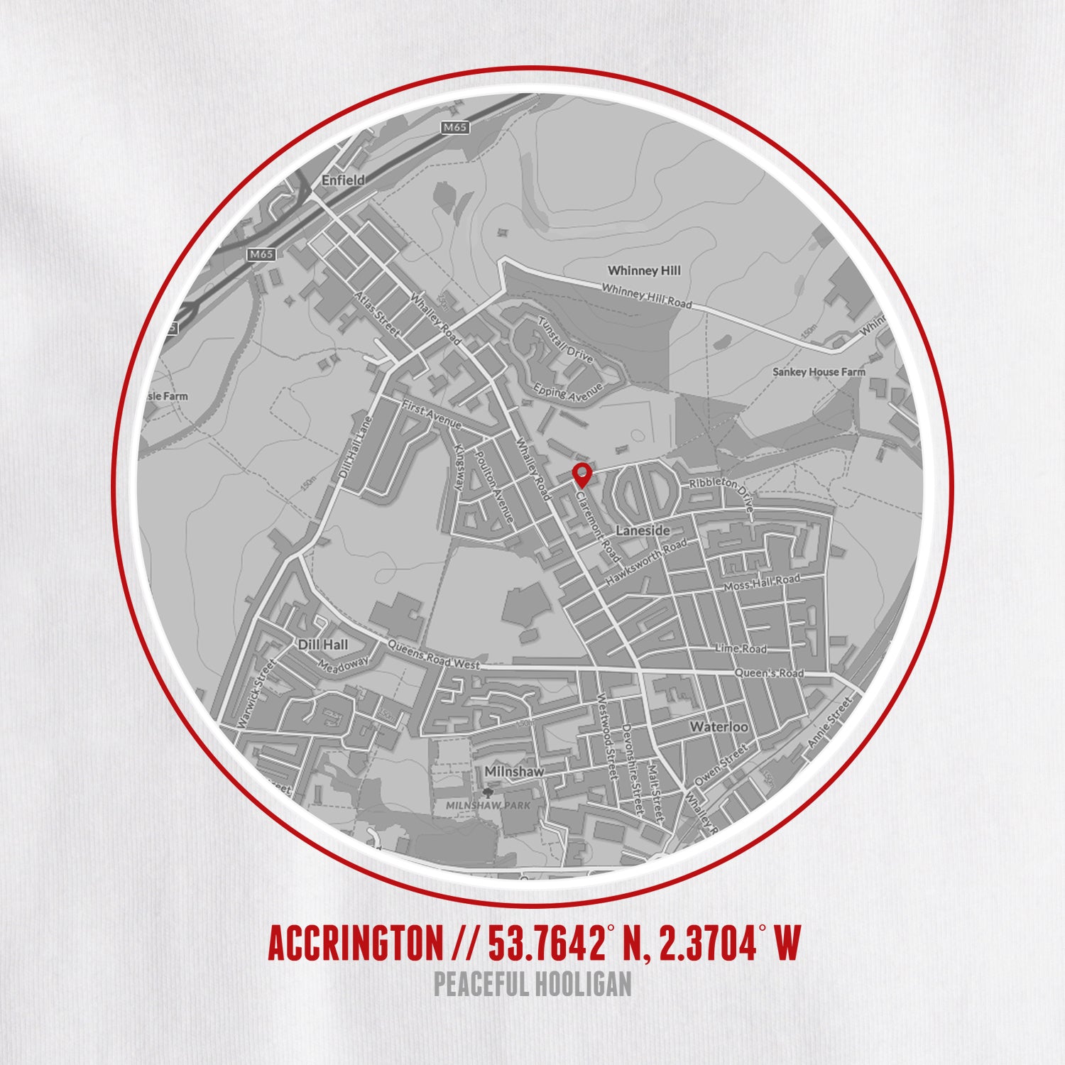 Accrington Location T-Shirt White - Peaceful Hooligan