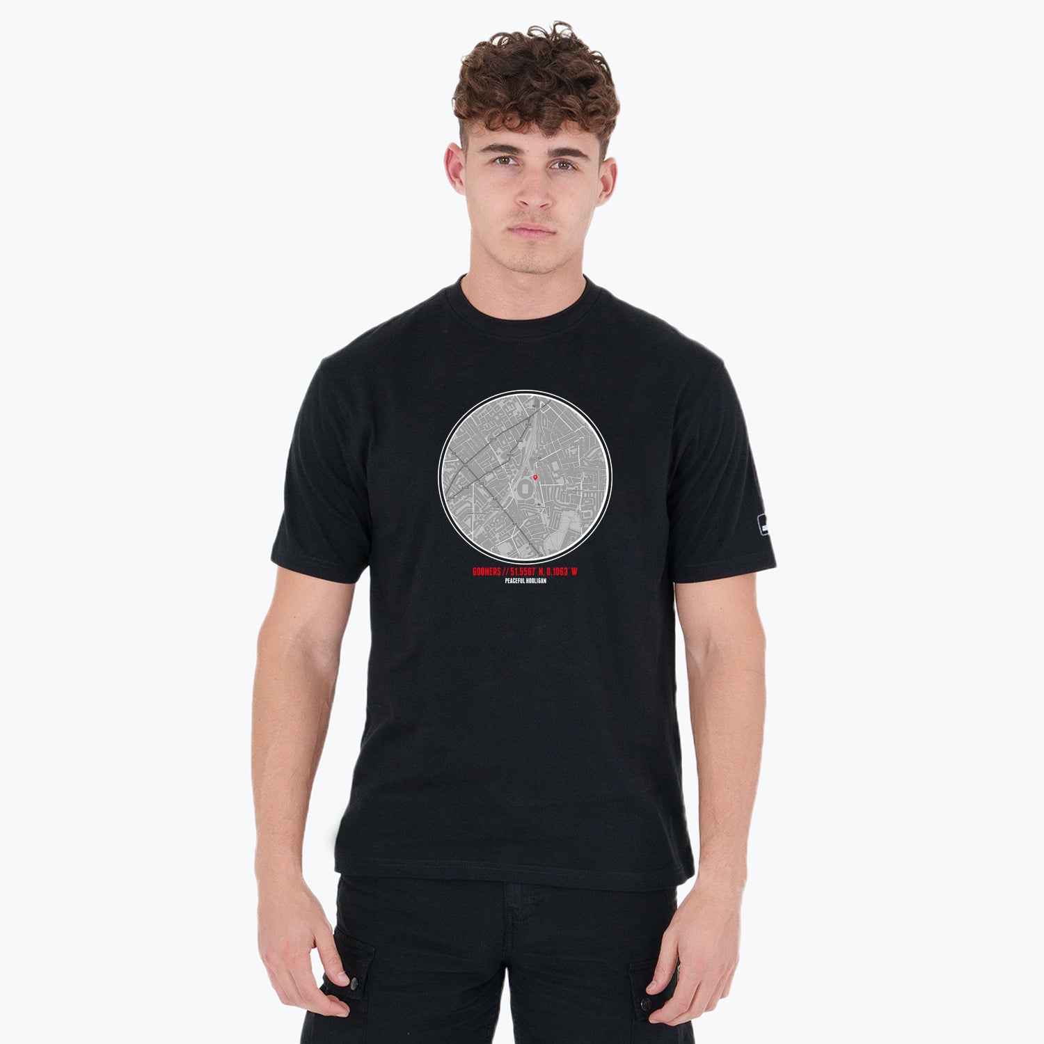 Gooners Location T-Shirt Black - Peaceful Hooligan