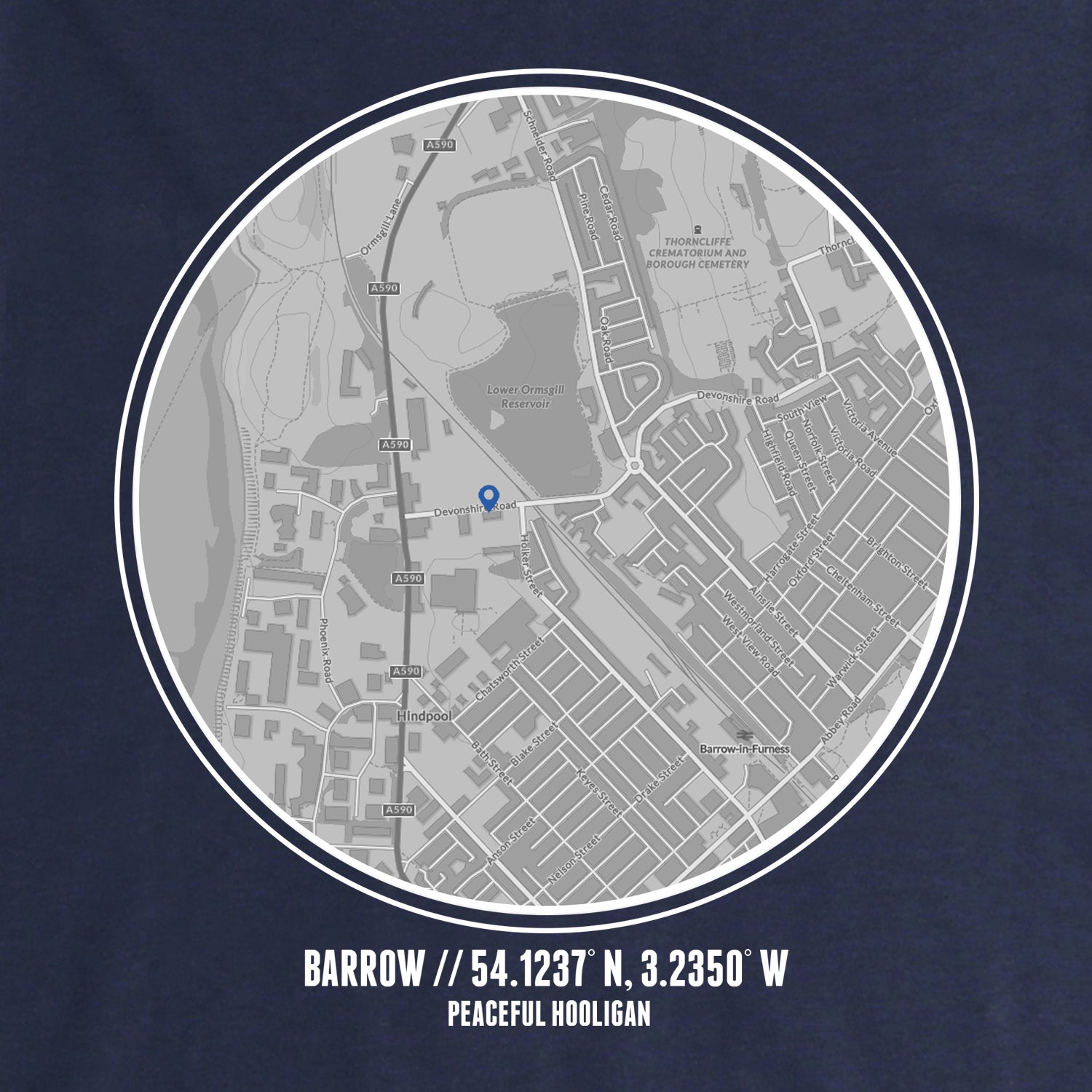 Barrow Location Hoodie Navy - Peaceful Hooligan