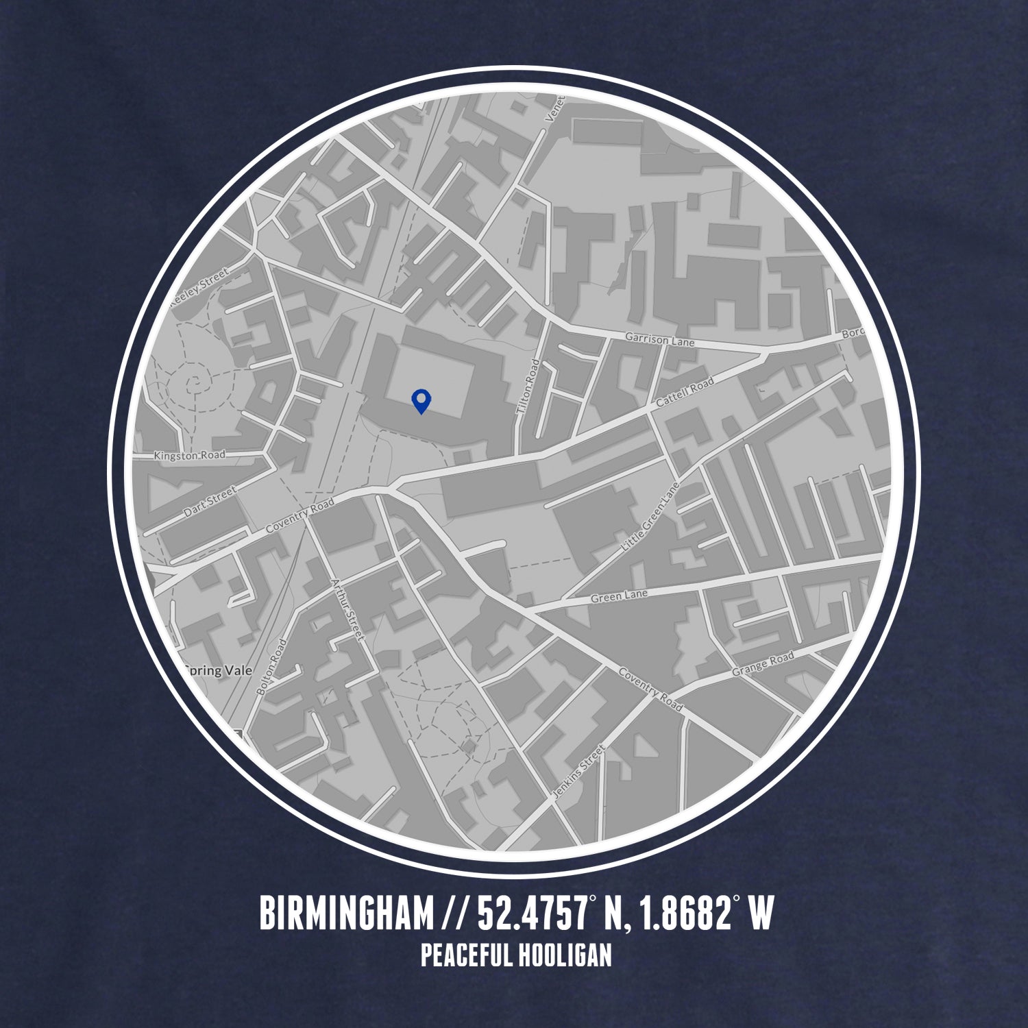 Birmingham City Location Hoodie Navy - Peaceful Hooligan