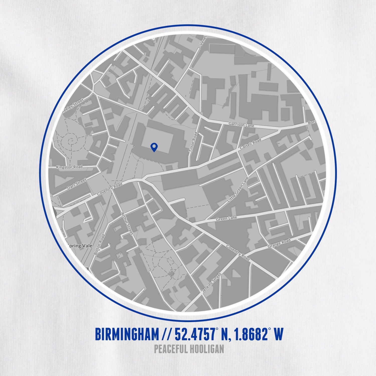 Birmingham City Location T-Shirt White - Peaceful Hooligan