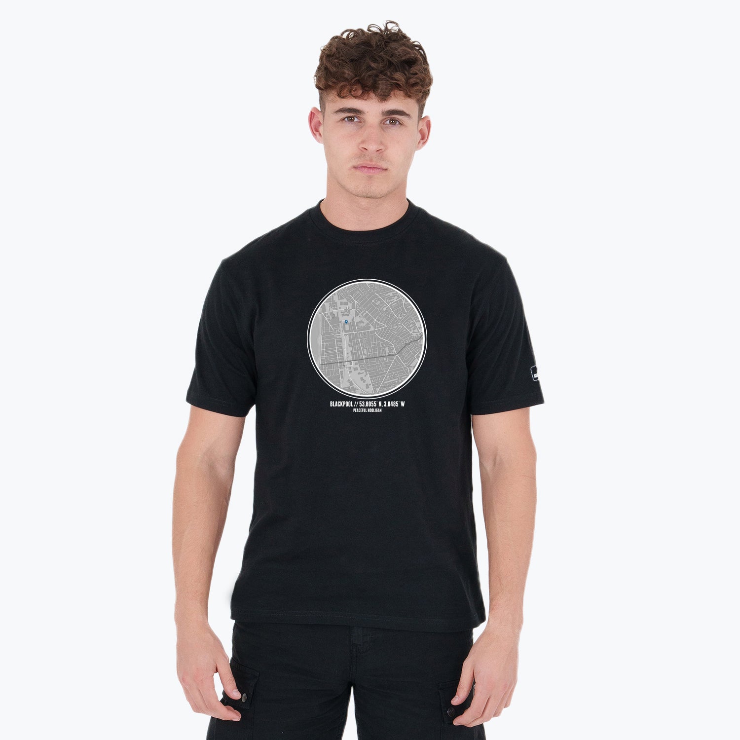 Blackpool Location T-Shirt Black - Peaceful Hooligan