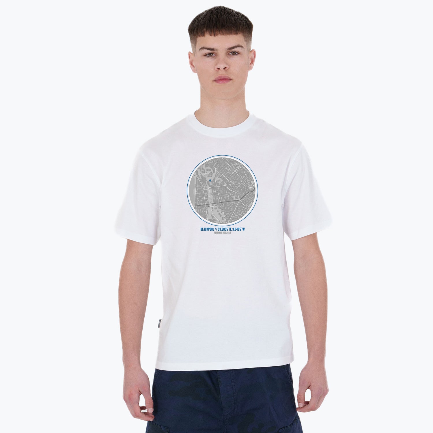 Blackpool Location T-Shirt White - Peaceful Hooligan
