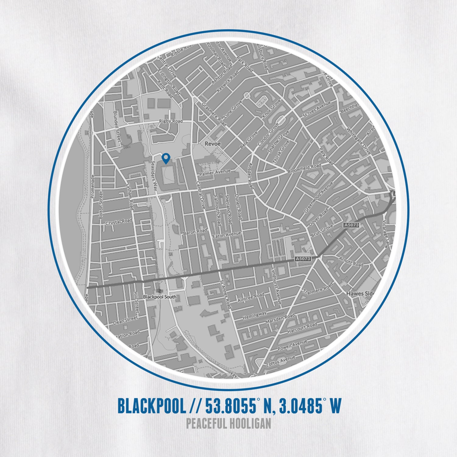 Blackpool Location T-Shirt White - Peaceful Hooligan
