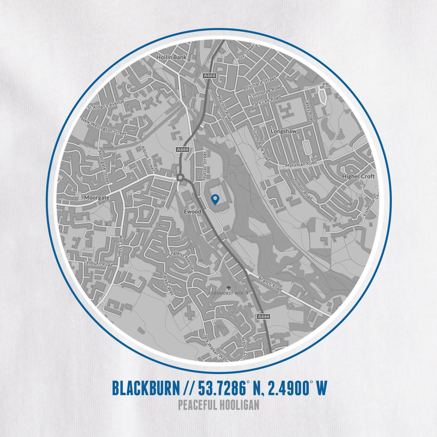 Blackburn Location T-Shirt White - Peaceful Hooligan