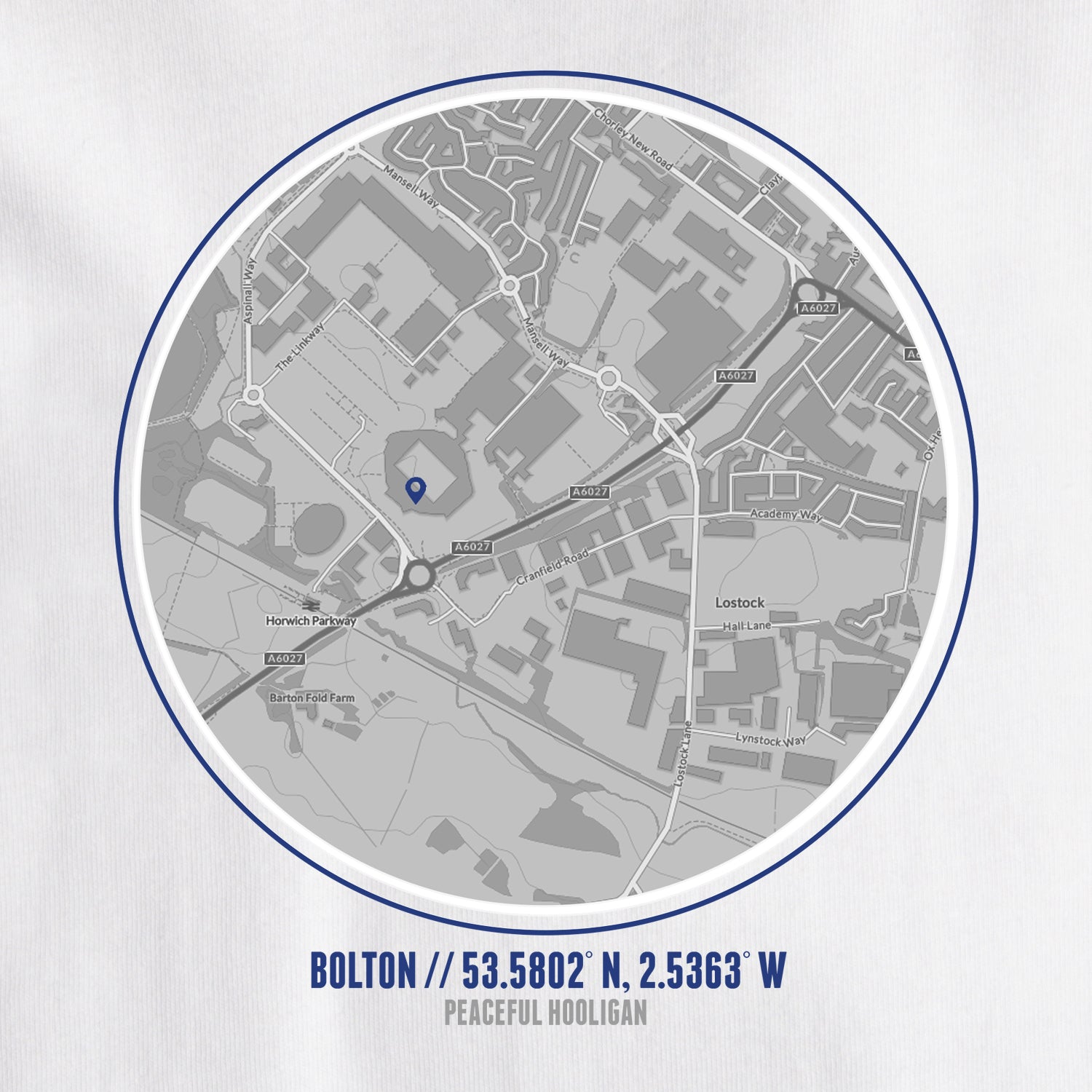 Bolton Location T-Shirt White - Peaceful Hooligan