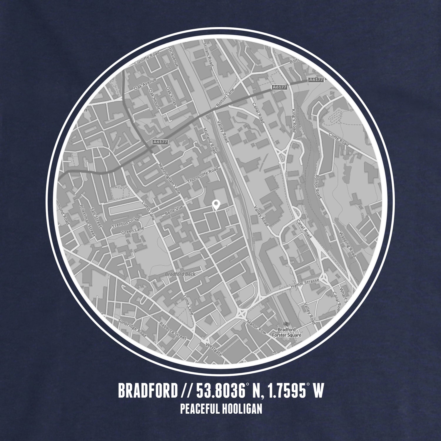 Bradford City Location Sweatshirt Navy - Peaceful Hooligan
