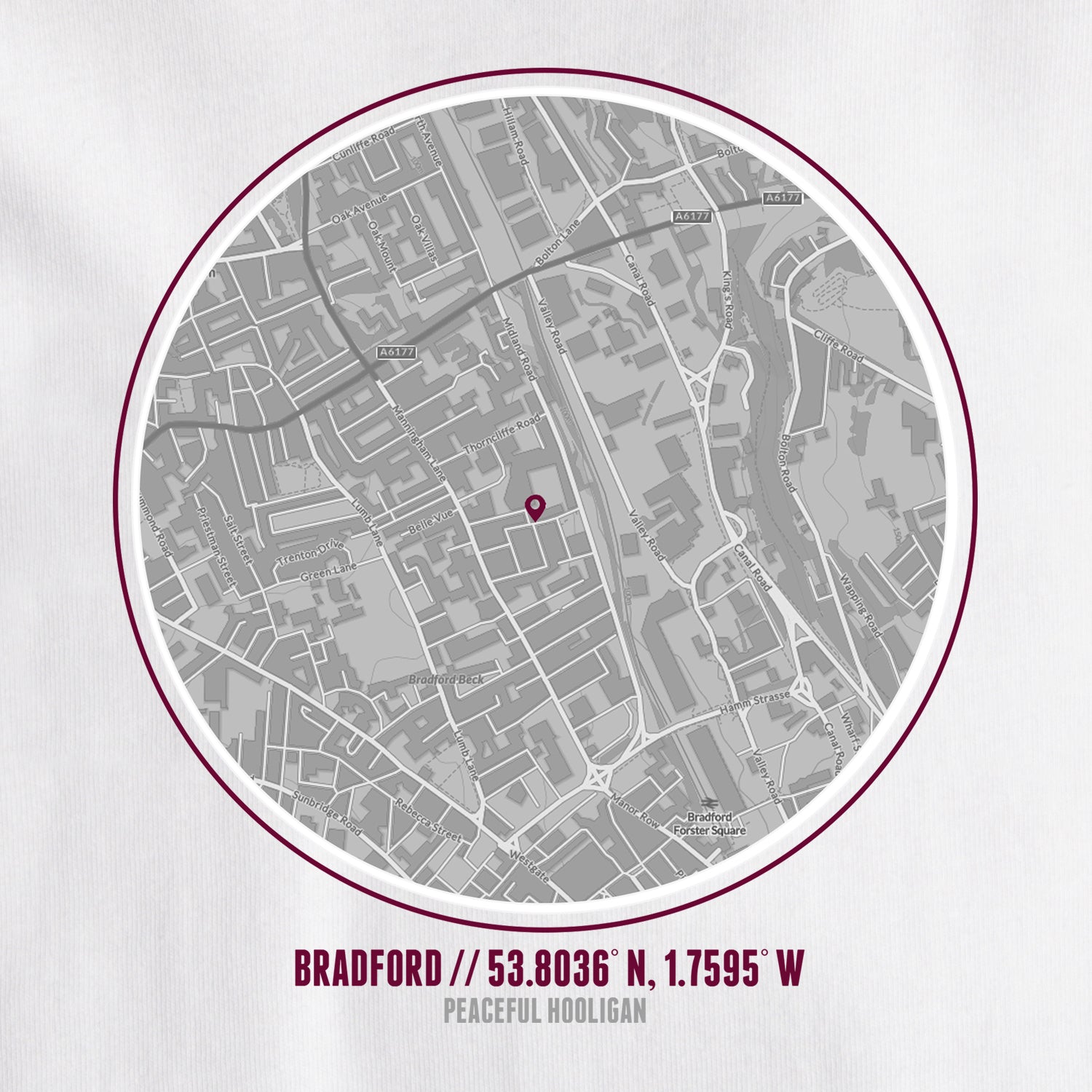 Bradford City Location T-Shirt White - Peaceful Hooligan
