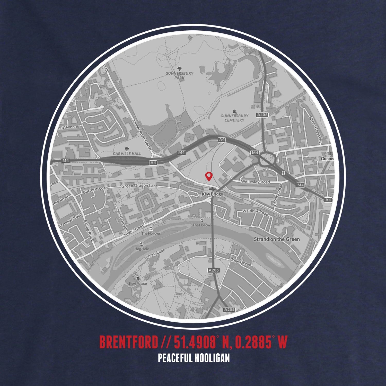 Brentford Location Hoodie Navy - Peaceful Hooligan