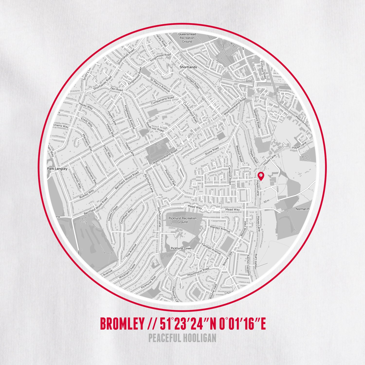 Bromley Location T-Shirt White - Peaceful Hooligan