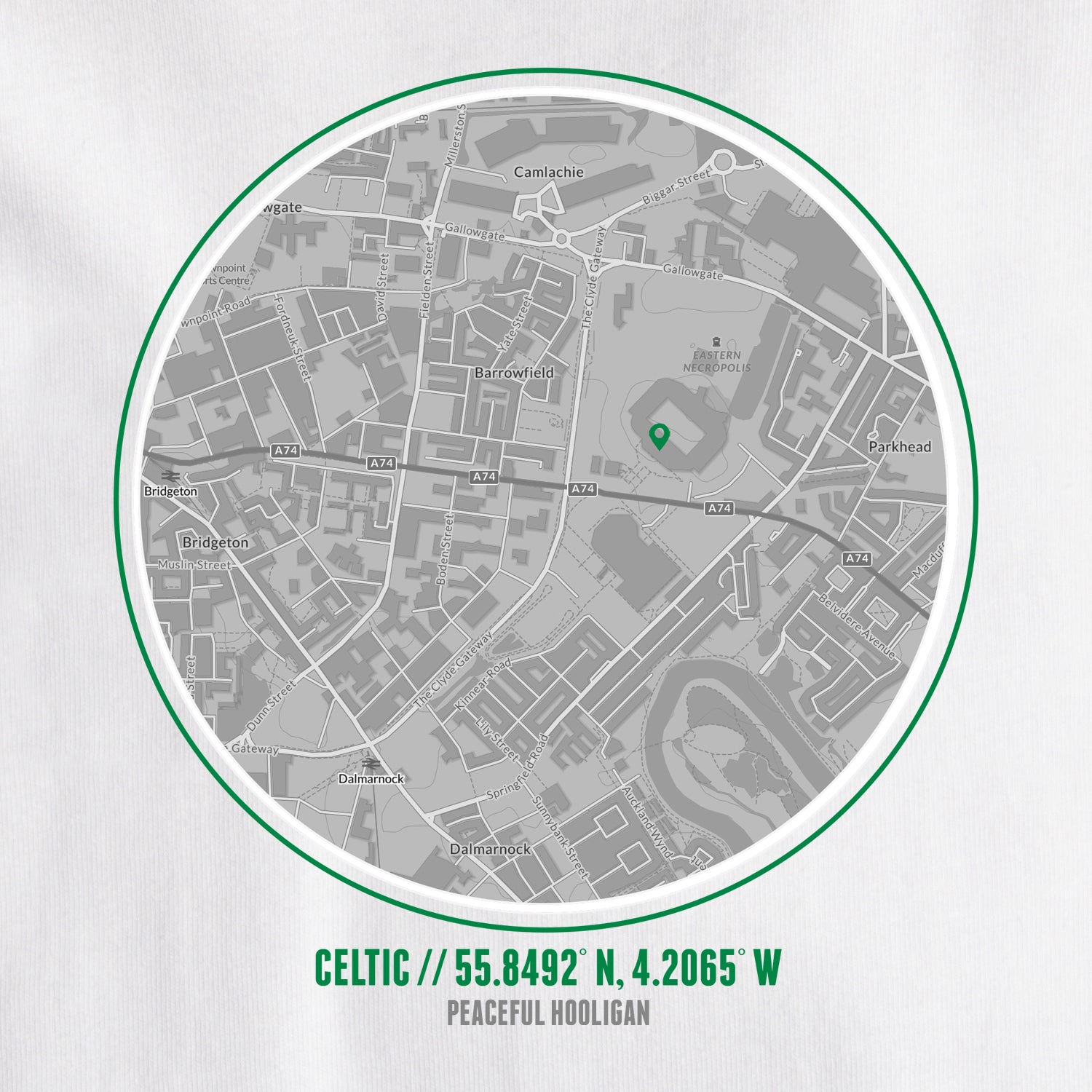 Celtic Location T-Shirt White - Peaceful Hooligan