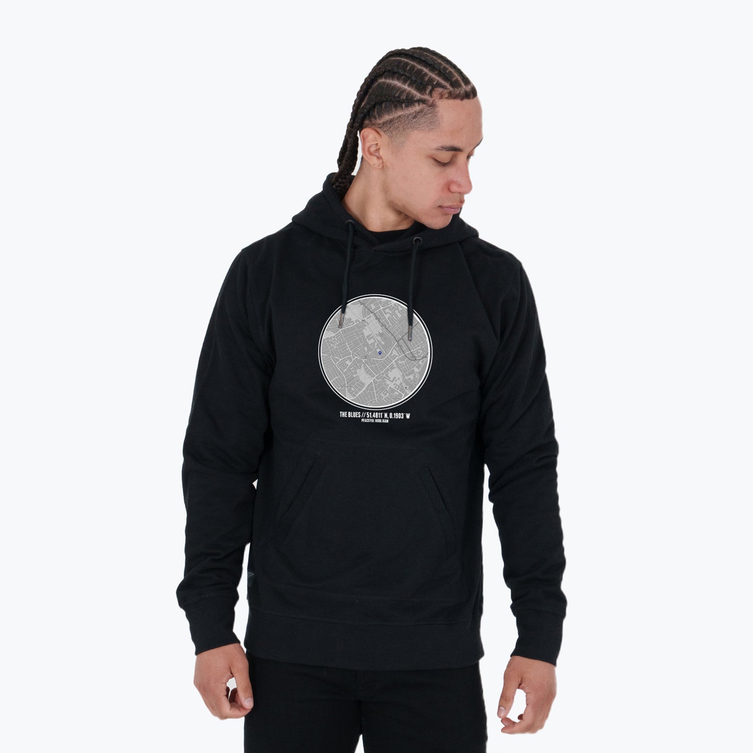 The Blues Location Hoodie Black - Peaceful Hooligan