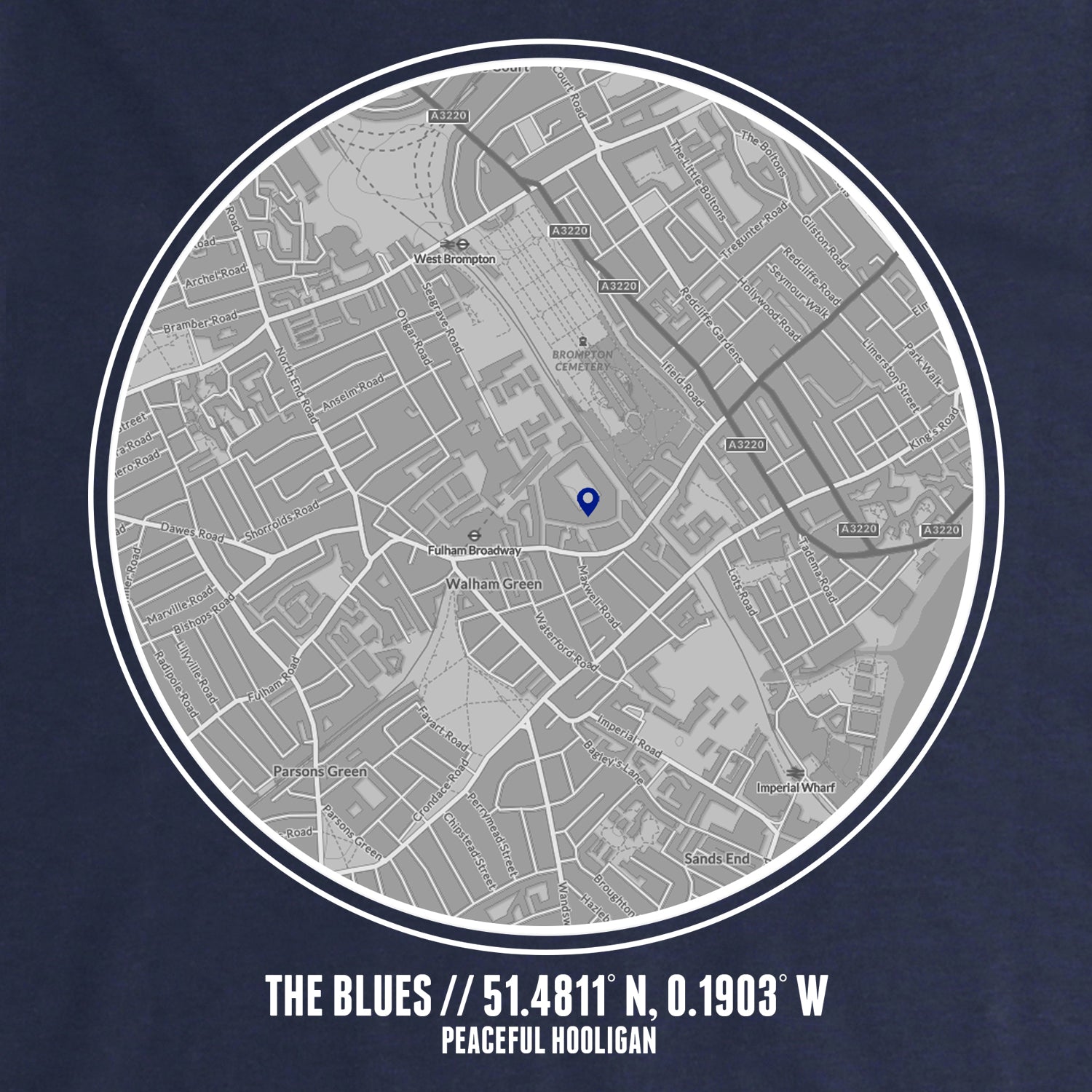 The Blues Location Sweatshirt Navy - Peaceful Hooligan