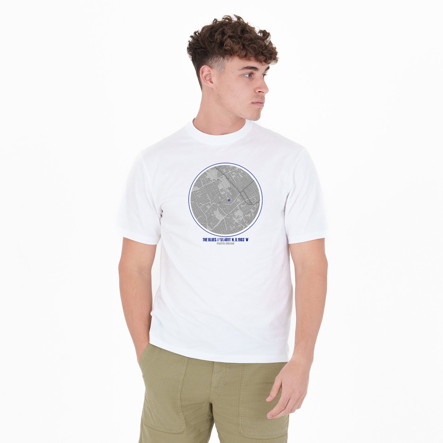 The Blues Location T-Shirt White - Peaceful Hooligan