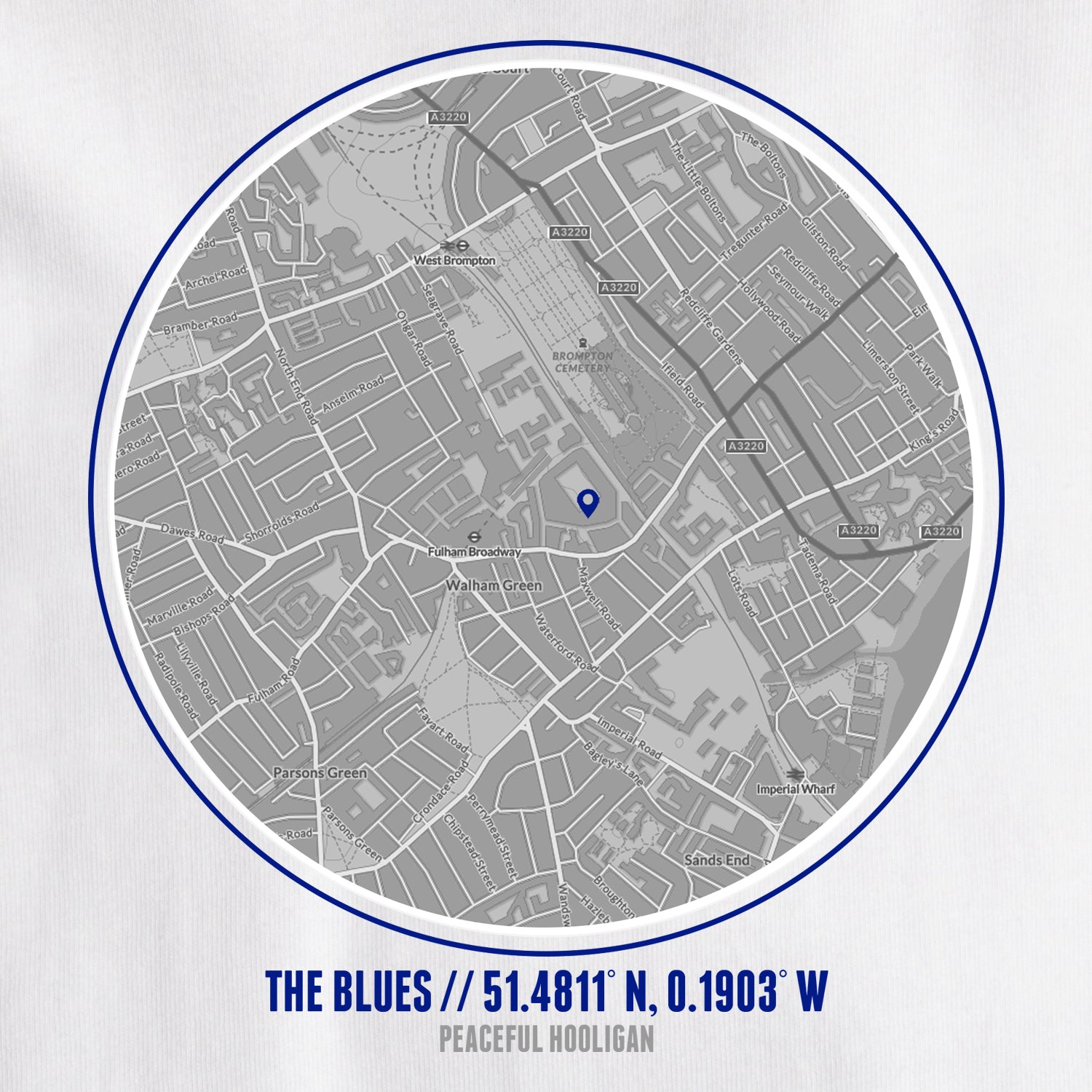 The Blues Location T-Shirt White - Peaceful Hooligan